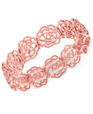 INC International Concepts - Rose Gold-Tone Rosette Stretch Bracelet