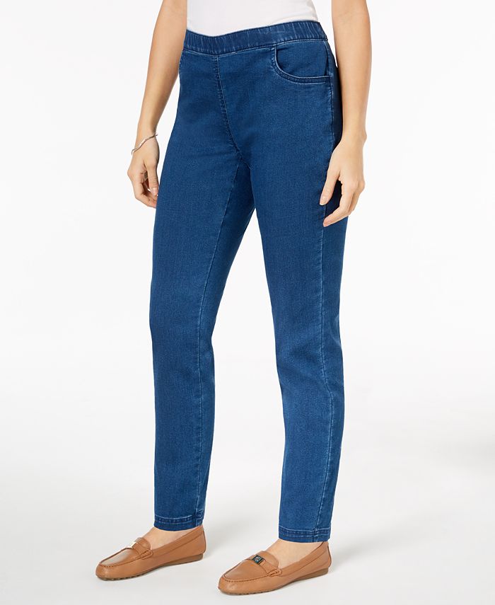 Karen Scott Petite Pull-On Straight-Leg Jeans Short, Created for Macy's ...