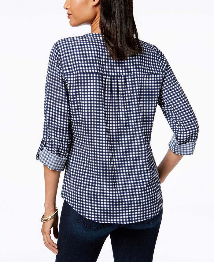 NY Collection Petite Pintucked Utility Top - Macy's