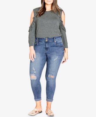 plus size ripped skinny jeans