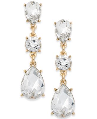 Charter Club - Gold-Tone Crystal Triple Drop Earrings