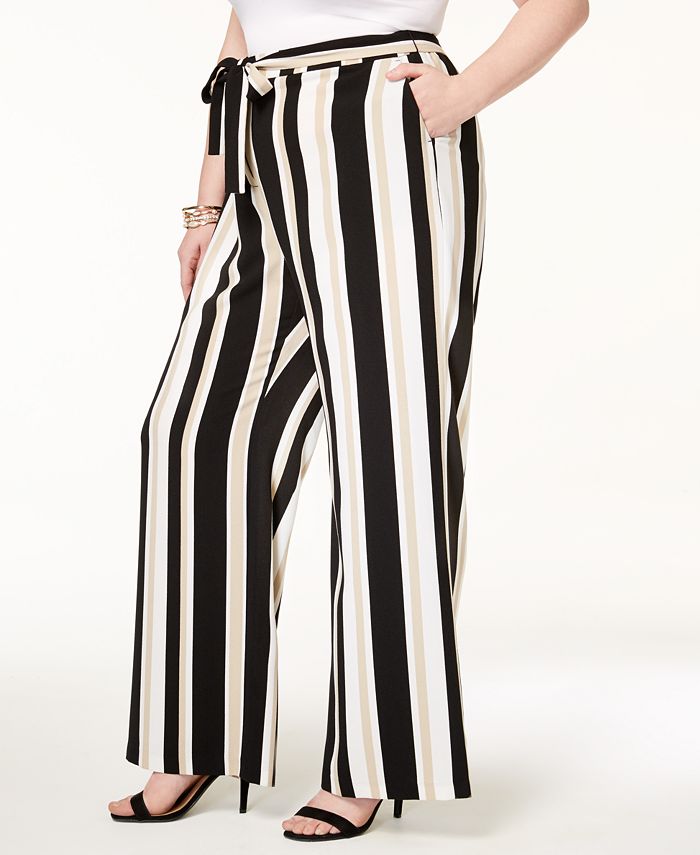 Plus Size Striped Wide Leg Pants