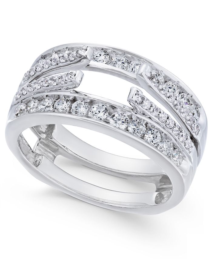 14k White Gold Ladies Ring Guard Jewelry Gifts for Women 