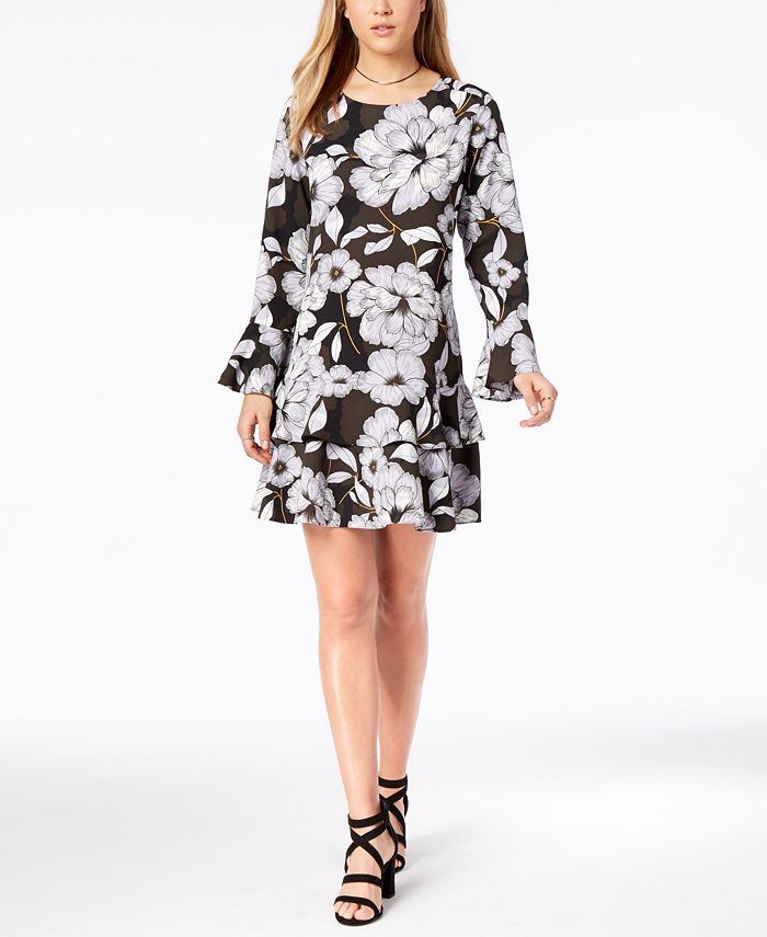 Bar III FloralPrint TieredHem Dress, Created for Macy's Macy's
