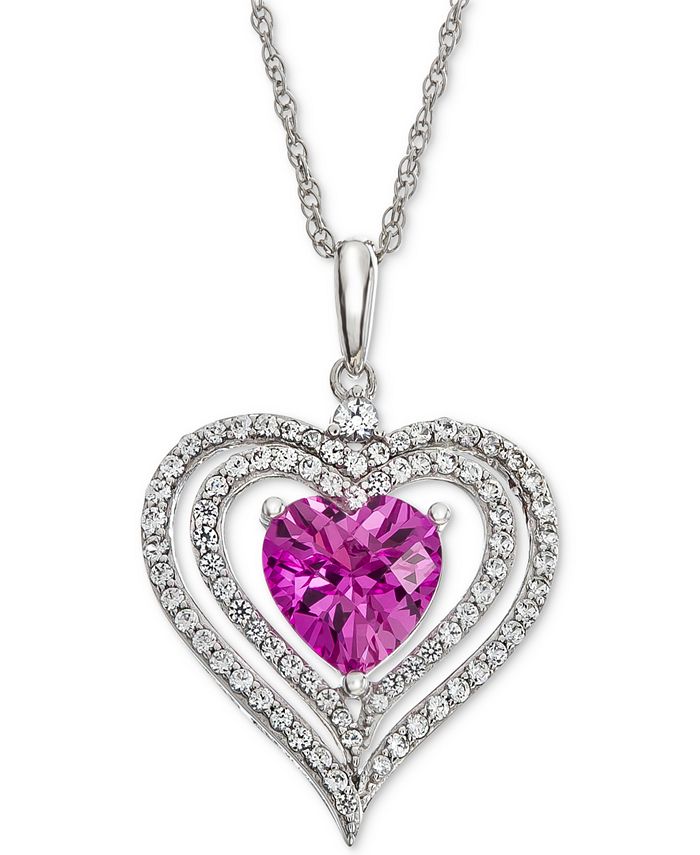 Macy's pink outlet sapphire heart necklace