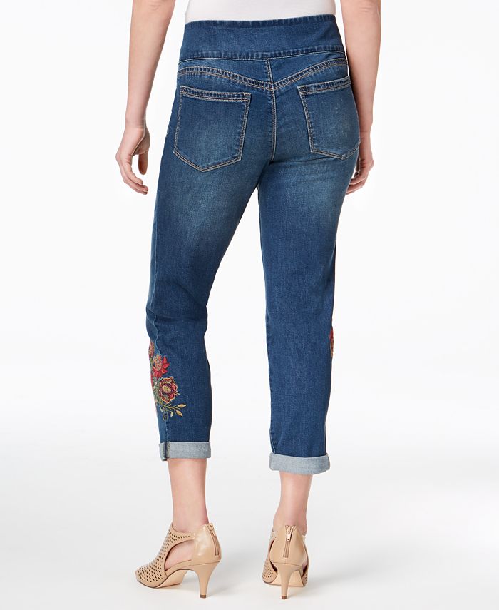 Style & Co Petite Embroidered PullOn Jeans, Created for Macy's Macy's