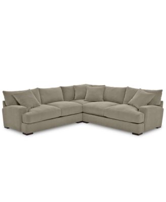 CLOSEOUT! Rhyder 3-Pc. 'L' Shaped Fabric Sectional Sofa, Created for Macy's