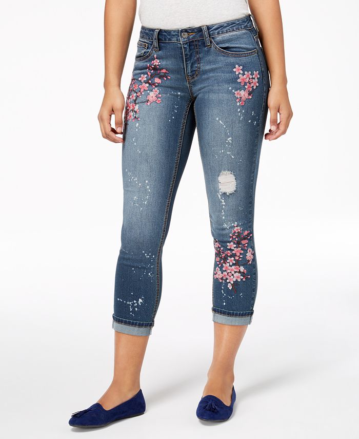 Earl Jeans Embroidered Bleach-Stain Cuffed Skinny Jeans & Reviews ...