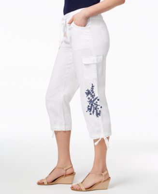 Style & Co Embroidered Cropped Cargo Pants, Created for Macy's - Macy's