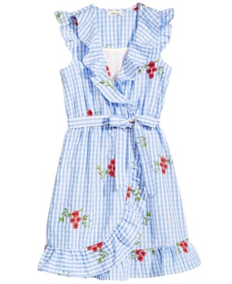 Monteau - Embroidered Gingham Dress, Big Girls (7-16)