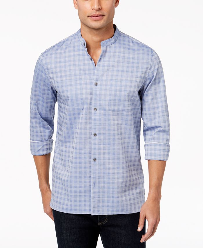 Calvin Klein Men's Band-Collar Dobby Shirt - Macy's