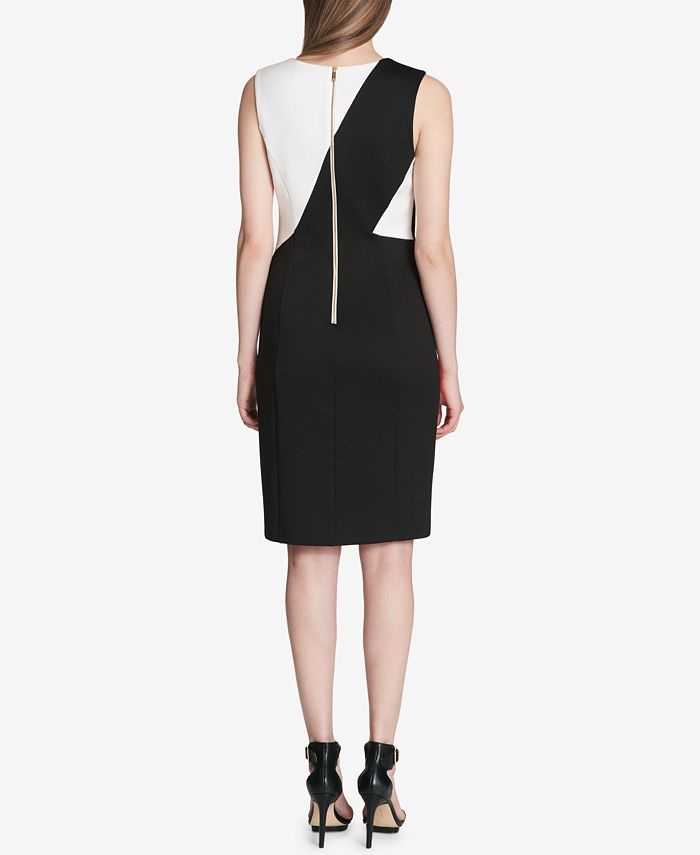 Calvin Klein V-Neck Colorblocked Sheath Dress - Macy's