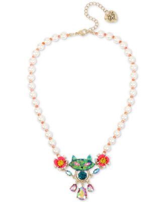 Betsey Johnson "Back To Cool" Owl Pendant Necklace And Earring Set NWT