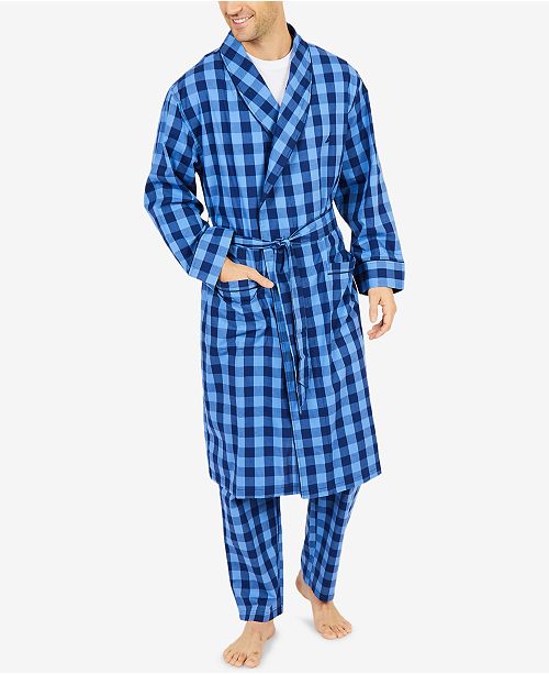 Nautica Men's Buffalo Plaid ShawlCollar Cotton Robe & Reviews