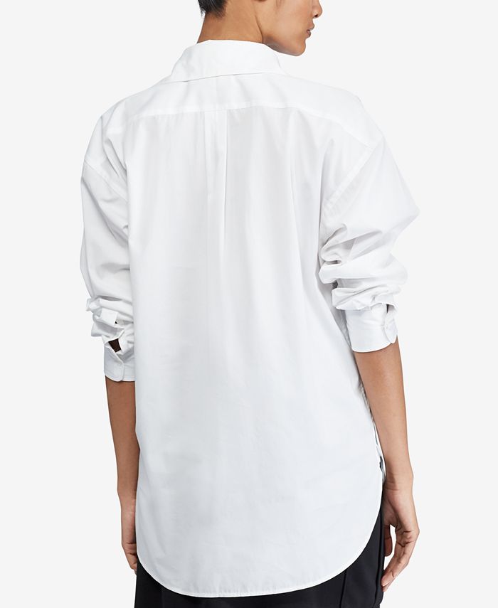 Polo Ralph Lauren Broadcloth Lace-Up Cotton Shirt - Macy's