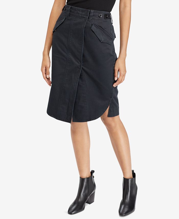 Polo Ralph Lauren Slit-Front Utility Cotton Skirt - Macy's
