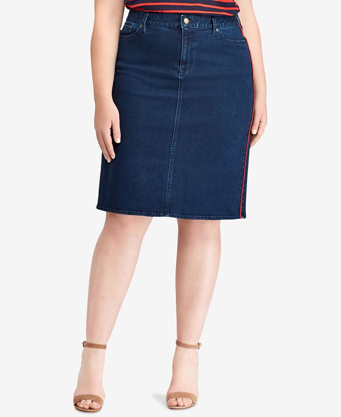 Lauren Ralph Lauren Plus Size Denim Skirt - Macy's