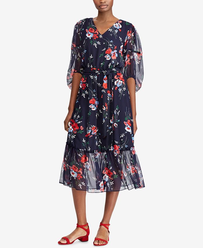 Lauren Ralph Lauren Petite Floral-Print Midi Dress - Macy's