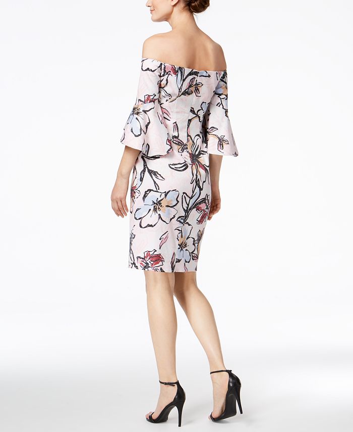 Laundry by Shelli Segal OffTheShoulder FloralPrinted Jacquard Dress