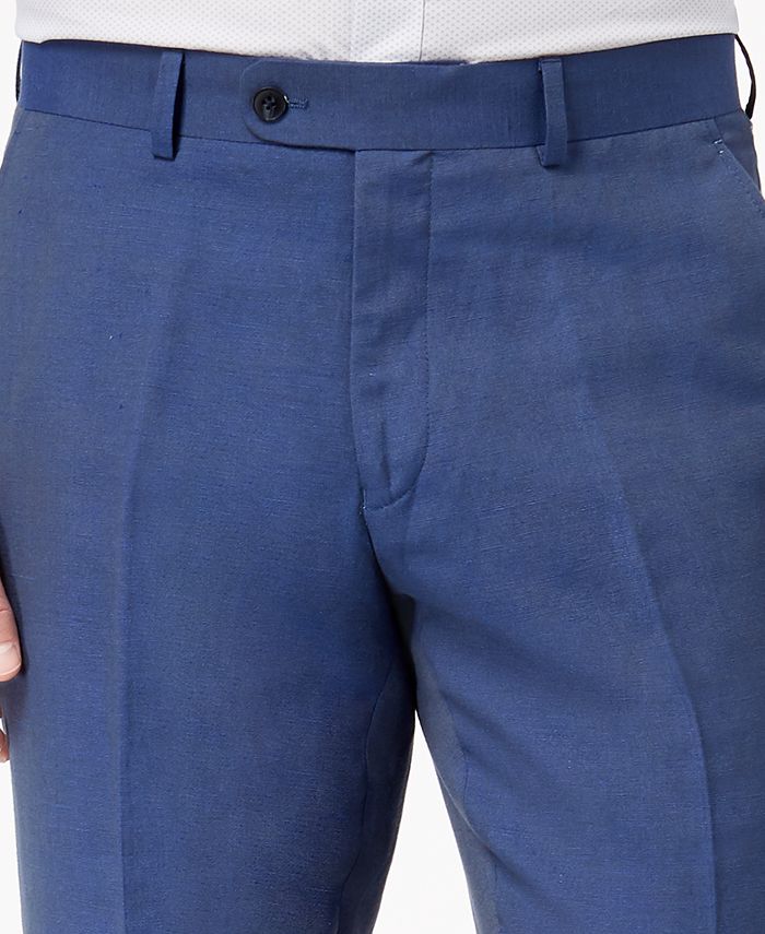 Perry Ellis Men's Slim-Fit Stretch Blue Linen Suit & Reviews - Suits ...