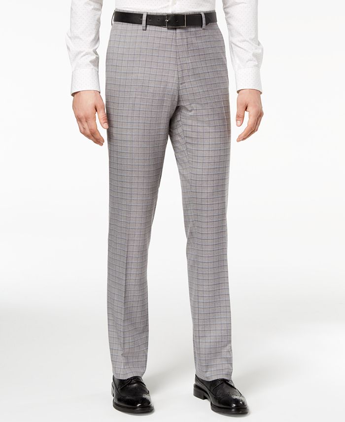 Perry Ellis Men's Slim-Fit Stretch Medium Gray Plaid Suit - Macy's