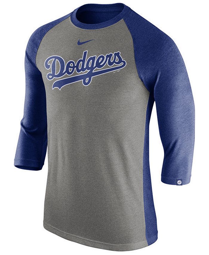 Los Angeles Dodgers Nike MLB Tri-Blend Raglan 3/4-Sleeve T-Shirt
