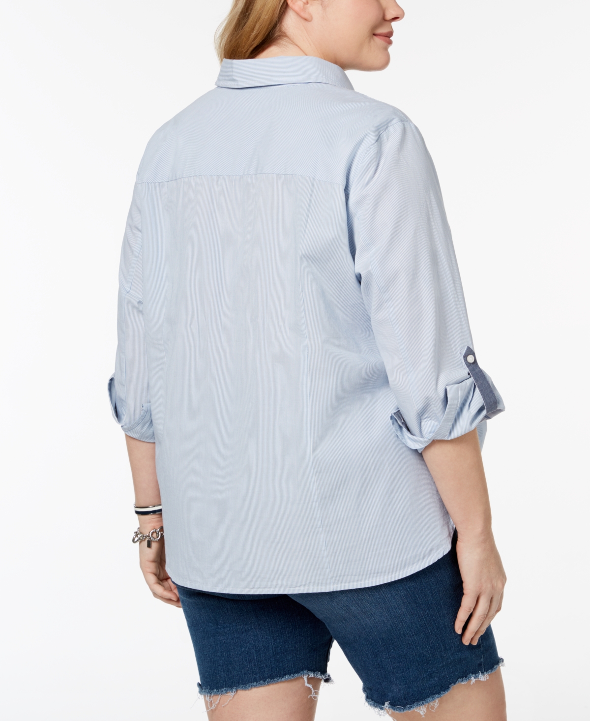Tommy Hilfiger Plus Size Cotton Utility Shirt, Created for Macy's -White