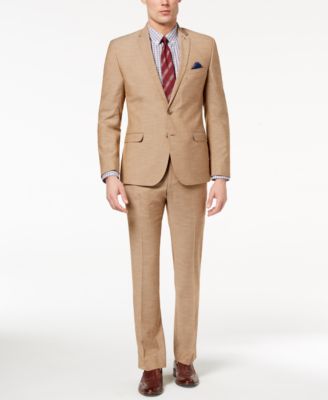 Nick Graham - Men's Slim-Fit Stretch Tan Textured Suit