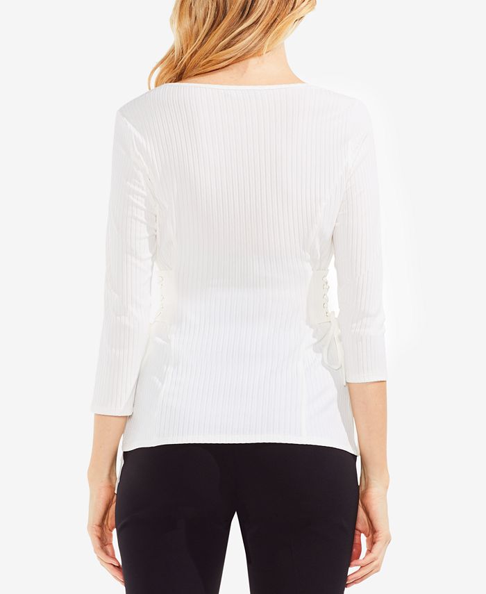 Vince Camuto Ribbed Side-Corset Sweater - Macy's