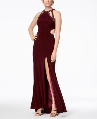 Betsy & Adam Embellished Cutout Contrast-Lined Gown - Macy's