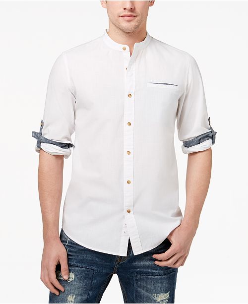 American Rag Men S Banded Collar Shirt Created For Macy S