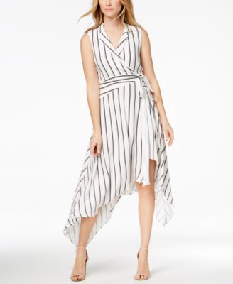 bardot striped wrap dress