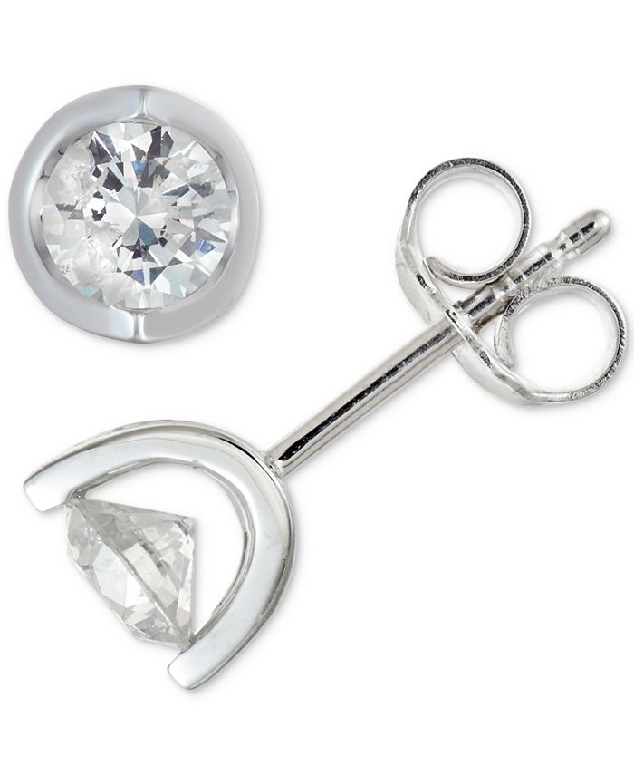 14Kw Round Diamond Stud Earrings 0.50 CT TW Screw Back - www
