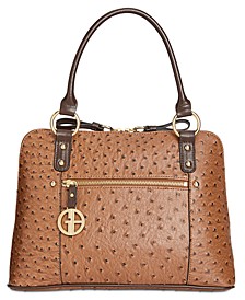 Ostrich-Embossed Dome Satchel, Created for Macy's