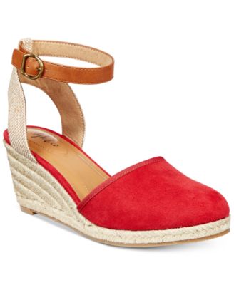 macy's red wedge shoes