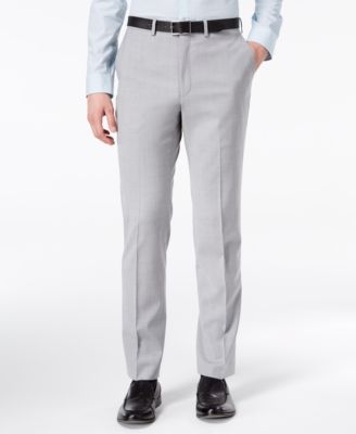 DKNY - Men's Modern-Fit Stretch Gray Sharkskin Suit Pants