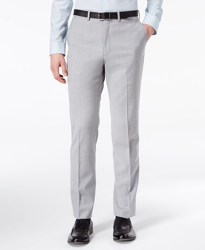 DKNY CLOSEOUT! Men's Modern-Fit Stretch Gray Sharkskin Suit Pants ...
