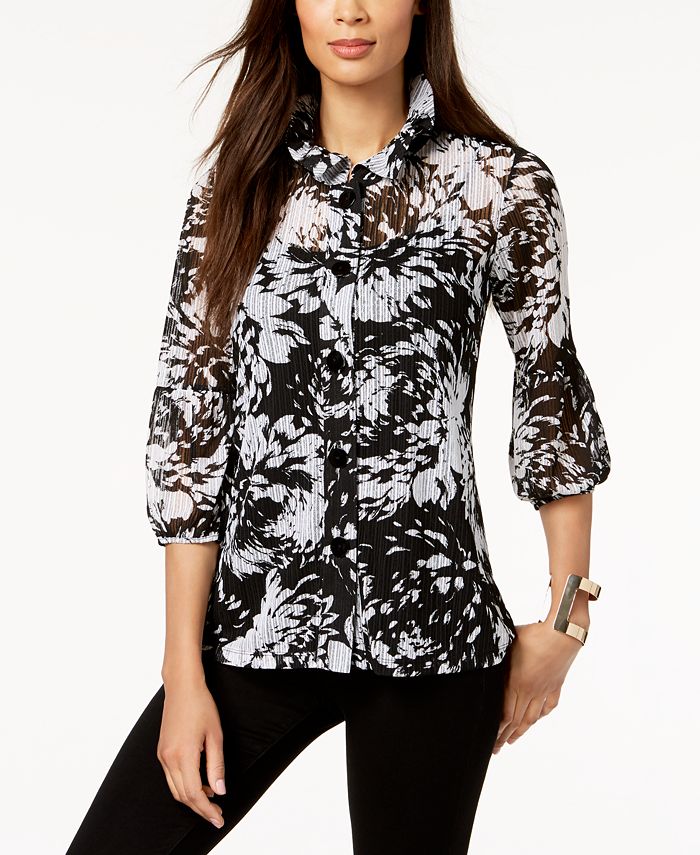 JM Collection Printed Knit Jacket, Created for Macy's - Macy's