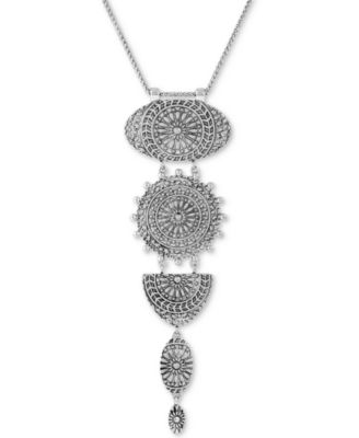 Lucky Brand - Silver-Tone Multi-Medallion 28" Pendant Necklace
