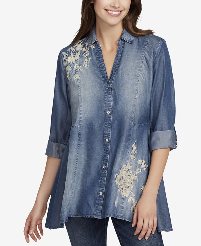 Vintage America Embroidered Denim Blouse - Macy's