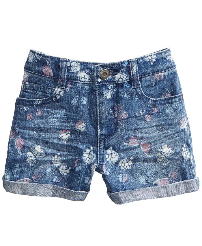 Blue Butterfly Top with Embroidered Denim Shorts for Girls