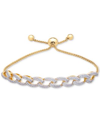 Wrapped in Love - Diamond Link Slider Bracelet (1 ct. t.w.) in 14k Gold-Plated Silver