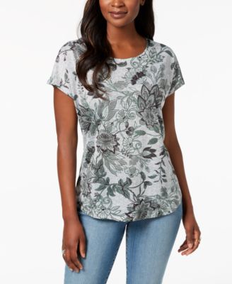 Style & Co - Petite Printed Dolman-Sleeve T-Shirt, Created for Macy's