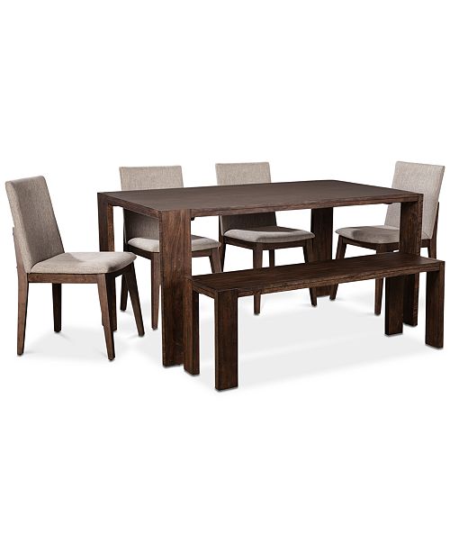 Crosby Dining Furniture 6 Pc Set Table 4 Upholstered Side Chairs 1 Bench Created For Macy S