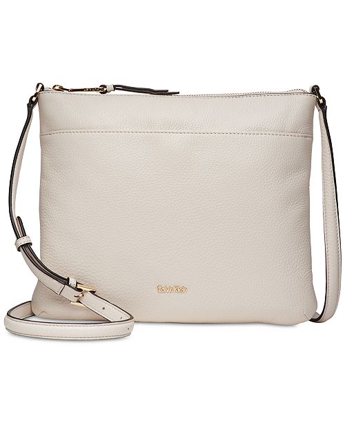 Calvin Klein Pebble Leather Lily Crossbody & Reviews - Handbags ...