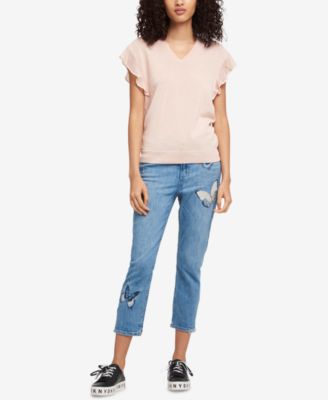 DKNY Embroidered Skinny Jeans