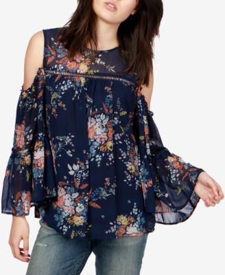 Lucky Brand - Cold-Shoulder Bell-Sleeve Blouse