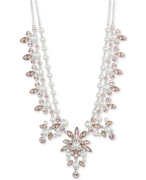 Givenchy Silver-Tone Crystal Statement Necklace, 16" + 3 ...