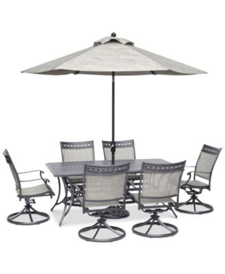 Vintage II Outdoor Aluminum 7-Pc. Dining Set (72" x 38" Dining Table & 6 Swivel Rockers), Created for Macy's