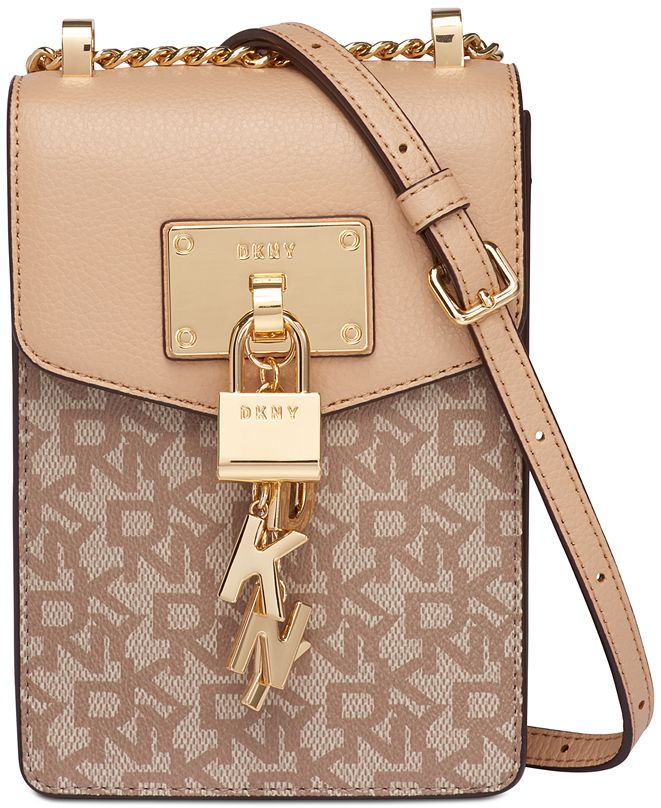 DKNY Elissa Leather Chain Strap Signature Crossbody, Created for Macy's